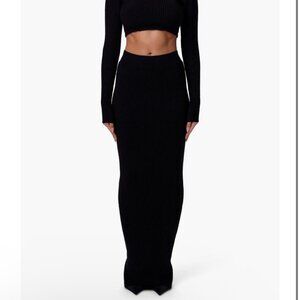 NWT Naked Wardrobe Women's Black Column Maxi Skirt, Size XL